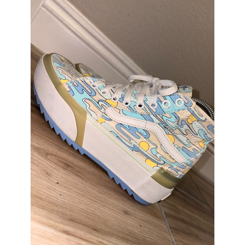 Vans Sk8-Hi Stacked Mint Blue & Yellow Women's Size 7.5 Platform Shoes